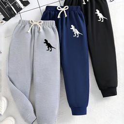 Googo Gaaga Cotton Knit Pack Of 3 Dinosaurs Printed Pajamas - Grey Navy Blue & Black-image-28