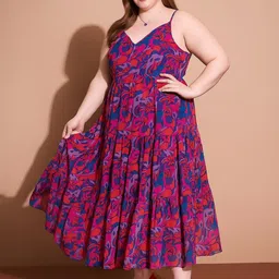 DressBerry Curve Women Floral Printed Sleeveless Georgette A-Line Maxi Dress-picture-46