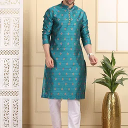 Larwa Men Ethnic Motifs Woven Design Straight Kurta With Pyjama-16