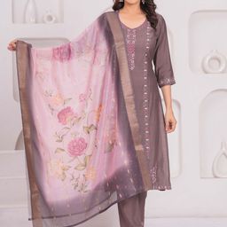 CELEBRAVO Women Floral Embroidered Regular Kurta Sets With Dupatta-picture-44