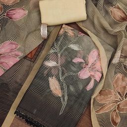 KALINI Printed Organza Semi-Stitched Dress Material-image-12