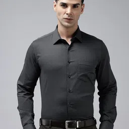 Van Heusen Slim Fit Opaque Self Design Textured Pure Cotton Formal Shirt-image-79