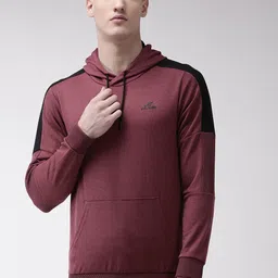 Alcis Men Maroon Solid Hooded Sweatshirt-picture-29
