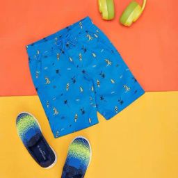 Pantaloons Junior Cobalt Blue Cotton Printed Shorts-image-49