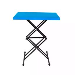 Rose Plastic Rectangle Multi Purpose DIY Table with Adjustable Height Blue-4