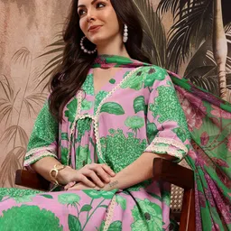 Sangria Floral Printed Kurta With Palazzos & Dupatta-42