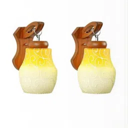 Somil Premium Designer Glass Wall / Night Lamp Elegant & Stylish Dcor Accent for Modern Interiors, color- Yellow, White, Size:- 21 X 25 X 30.5 CM-picture-16