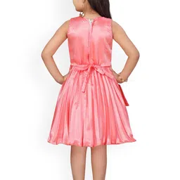 Aarika Girls Peach-Coloured Solid A-Line Dress image 2