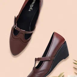 VALIOSAA Women Brown Solid Pumps-picture-44