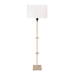 Sanded Edge White Miller Floor Lamp in Solid Natural Wood Color with Offwhite Color Oval Shade-image-23
