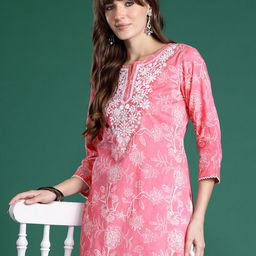 Indo Era Floral Embroidered Pure Cotton Thread Work Kurta-picture-20