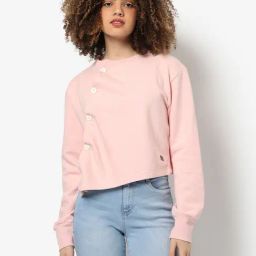 Campus Sutra Pink Cotton Regular Fit Sweatshirt-30