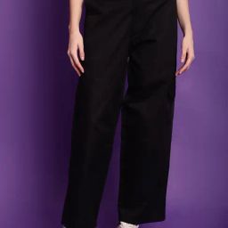 TAG 7 Black Cotton Mid Rise Cargo Pants-image-70