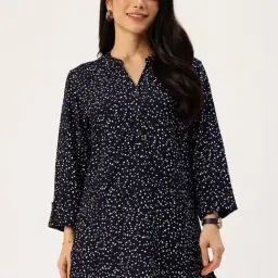 Amukti Navy Blue Rayon Printed Top-picture-24