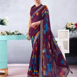 Reboot Fashions Abstract Printed Pure Chiffon Zari Saree-picture-4