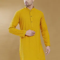 PulseIQ Men Embroidered Thread Work Kurta-image-89
