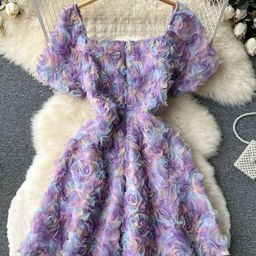 Alamode By Akanksha Purple Lexis 3D Floral Dress-image-10