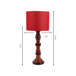 Tucasa NTU-191 B-22 Table Lamp with Wood Base (Red) image 2