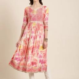 showoffff SHOWOFF Peach Floral Print Kurta-picture-35