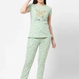 Sweet Dreams Green Printed Top Pyjama Set-image-44