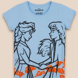 Kidsville Blue Cotton Printed Frozen T-Shirt-image-84