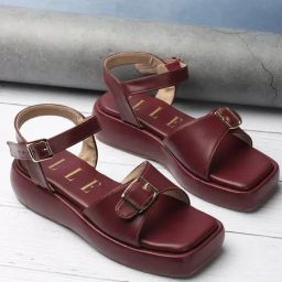 Elle Women's Maroon Ankle Strap Sandals-image-33