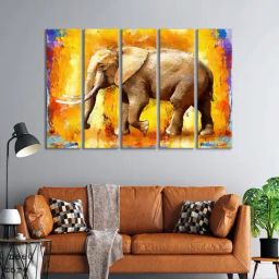999Store Printed Yellow MDF 5 Panels Wall Art-12