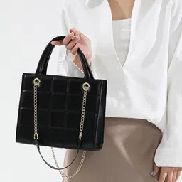 HAUTE SAUCE by Campus Sutra Women's Black Vegan Leather Hand Bag-50