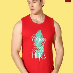 WOOSTRO Pack Of 2 Printed Combed Cotton Gym Vests VWS26(98 MAROON)(ENJOY RED)-image-100
