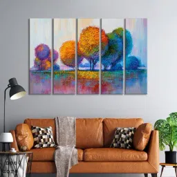 999Store Printed Multicolor MDF 5 Panels Wall Art-81
