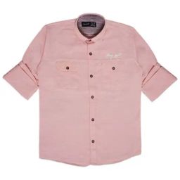 Cavio Kids Peach Cotton Regular Fit Full Sleeves Shirt-image-73