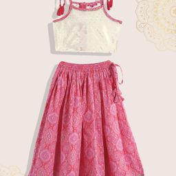 Biba Girls Ethnic Motif Printed Ready to Wear Lehenga & Blouse-image-44