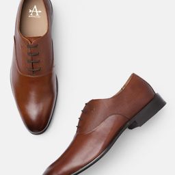 Arrow Men Tan Brown Solid DENVER Formal Leather Oxfords-image-1