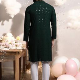 Atly Men Embroidered Regular Sequinned Kurta with Pyjamas image 5