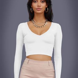 Dream Beauty Fashion Solid V-Neck Crop Top-picture-47