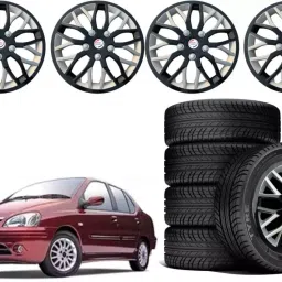 Auto Pearl ViBS26 R14 35.56 cm (14 Inch) PPress Type Wheel Hubcap with Retention Ring Glossy Black Red Strip Wheel Cover for Tata Indigo (Set of 4)-image-95