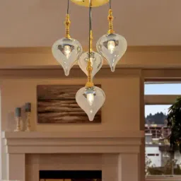 Kapoor Lamp Shades Brass & Smoke Glass Odyssey Quatrro Hanging Cluster Ceiling Light-image-34