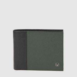 Allen Solly Men Black & Green Colourblocked Two Fold Leather Wallet-30