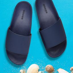 WROGN Men Navy Blue Self Design Sliders-picture-55