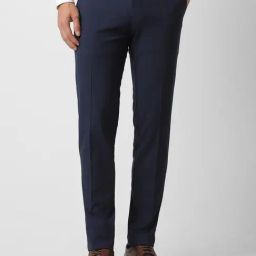Van Heusen Navy Slim Fit Checks Trousers-image-97