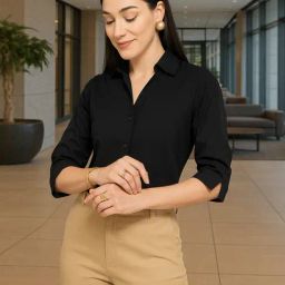 Style Quotient Black Blended Solid Shirt-image-20