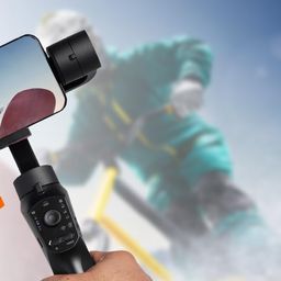 Amazon Basics Handheld Gimbal Stabiliser with 3-Axis Feature and Tripod, Facial Tracking, Time Lapse, FPV, Up to 12 Hours Operational Time, Compatible with All Smart Phones (Dark Grey) image 2