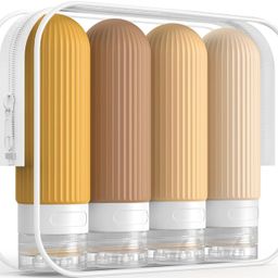 sezotta SEZOTTA||™Travel Bottles Kit for Toiletries Organizer BPA Free 90ml Silicone Size Containers Portable Split Bottle Accessories for Conditioner Shampoo Lotion - 4 Pack(Multi Colour) image 1