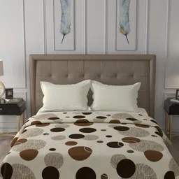 Raymond Home Cream-Coloured & Brown Geometric 300 GSM AC Room Double Bed Blanket-image-62