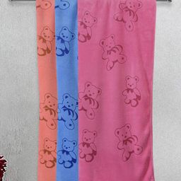 FABINALIV Kids Bath Towels Cotton Pack of 3 Cartoon- Multicolor-image-66