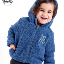 Babyoye Dyed Full Sleeves Hooded Jacket with Be Kind Embroidered - Blue-image-98