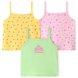 Doodle Poodle 100% Cotton Knit Sleeveless Polka Dot Printed Slips Pack of 3 - Yellow Pink & Green-picture-3