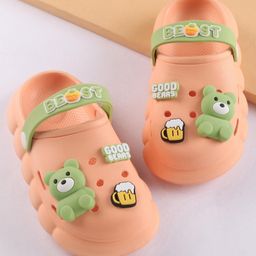 Oh! Pair Slip On Clogs with Teddy Applique - Orange-picture-14