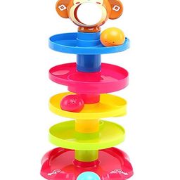 Zyamalox Early Education Roll and Swirl Ball for Kids Baby 5 Layer Roll Ball Drop and Roll Swirling Tower for Baby and Toddler Development Educational Toys | Stack, Drop and Go Ball Ramp  (Assorted colour and Print)-22