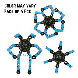 BitFeex Rotating Robot Transformable Fidget Finger Spinner Toy for Kids Rotating For Boys Girls Fun and Development Toy (Color May Vary, Pack of 4 Pcs )-2